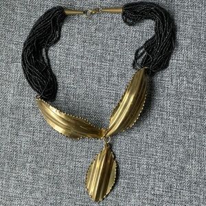 Statement Beaded and Metal Necklace